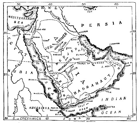 Physical Regions of Arabia map
