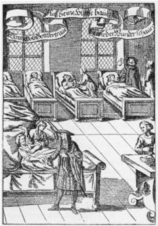 Physician visiting the sick in a hospital, 1682 - image