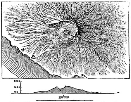 Map of Mt Vesuvius and north-south profile image