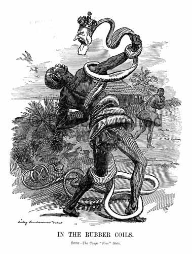 Punch cartoon on King Leopold II of Belgium exploiting the Congo (image)
